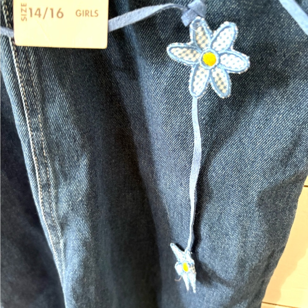 Basic Editions Blue Denim Dress with Floral Embroidery - Picture 7 of 8